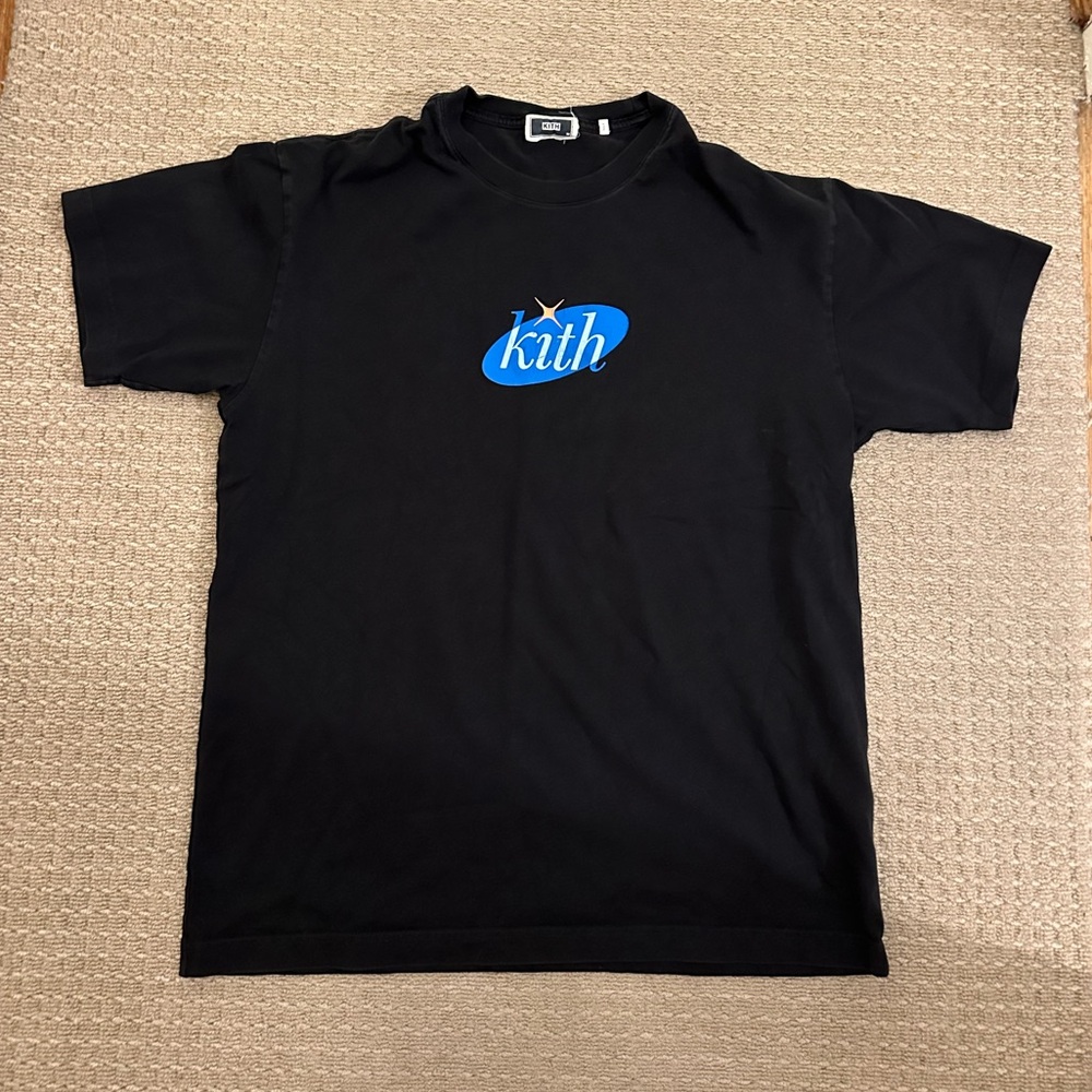 Kith Black T-Shirt with Blue Logo